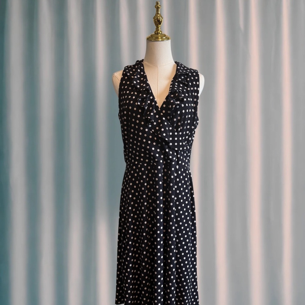 Elegant NAVY Polka Dot Dress